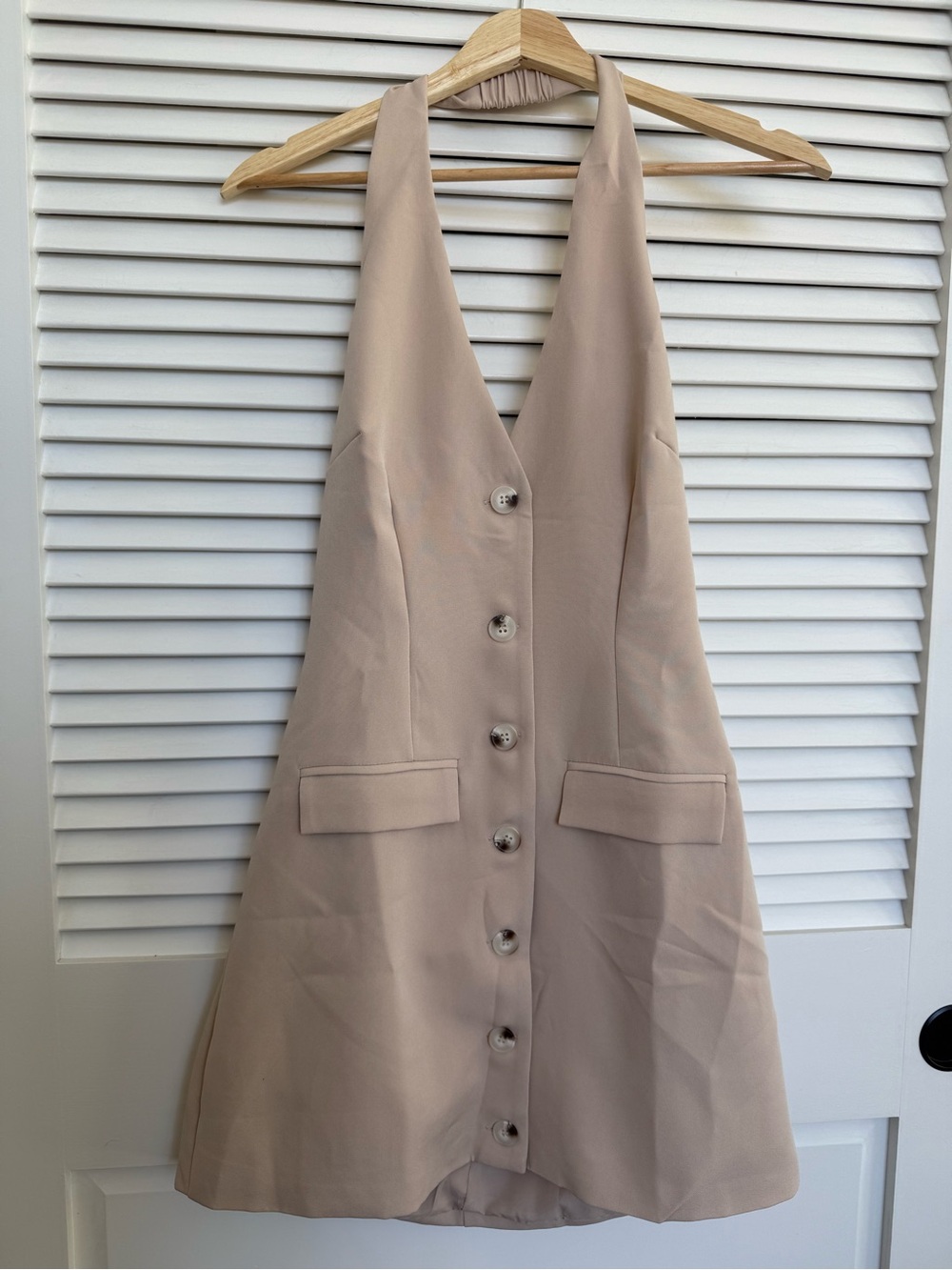Seven Wonders Sleeveless Halter Button-Front Mini Dress — Size Small (NWT)